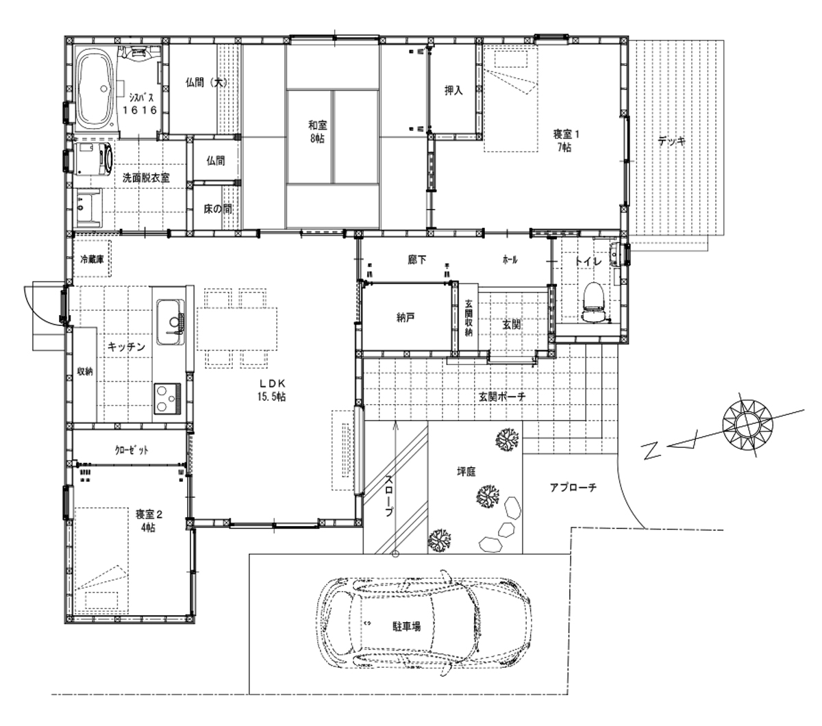 下関市の建設会社　株式会社にしかわの施工実績　T様邸　平面図